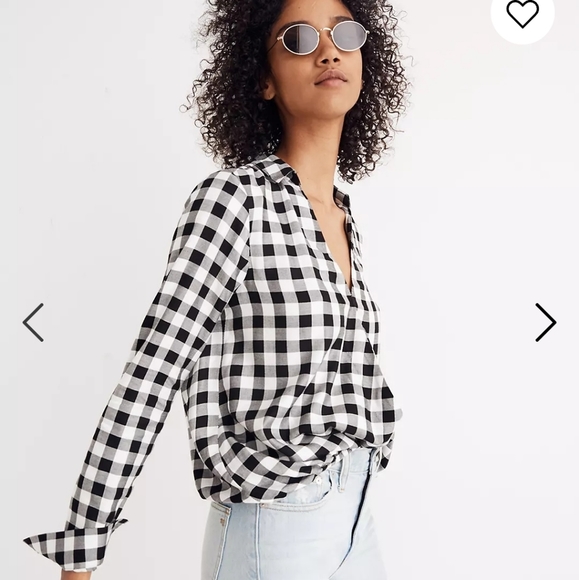 MADEWELL WRAP-FRONT SHIRT IN BUFFALO CHECK V-NECKLINE LONG SLEEVE SIZE S… - Picture 1 of 16